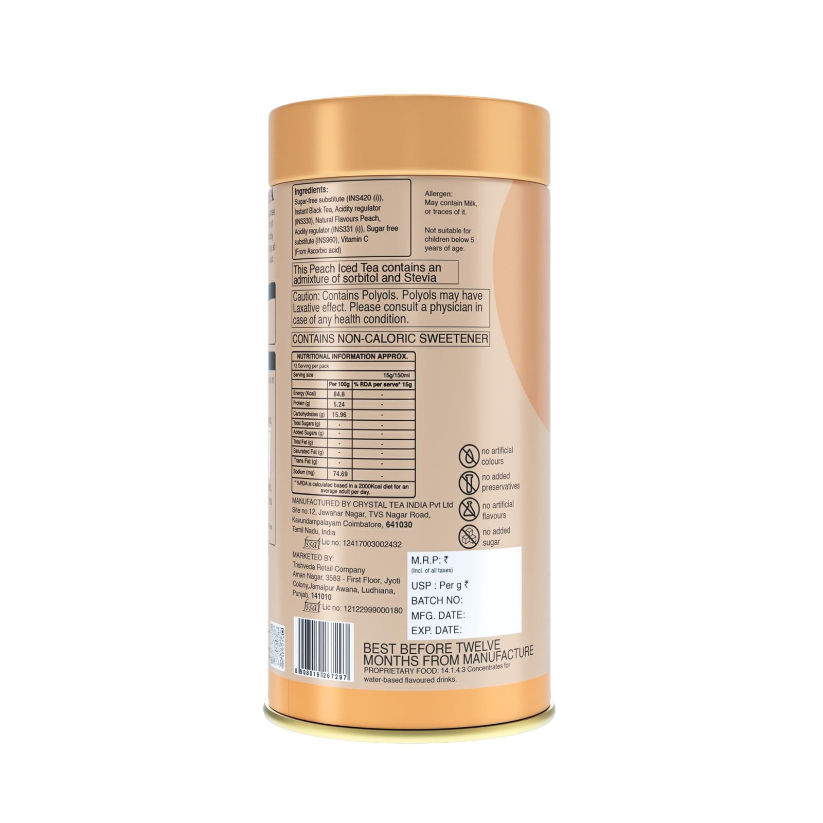 Guppy Moms Sugar-Free Peach Iced Tea Mix, Low-Calorie Fruit Drink Powder, Natural Energy Beverage, Premium Mixer, 200g, Makes 20 Servings - Image 6