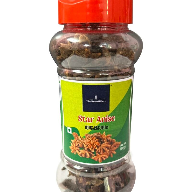 Indian Organic Star Anise Whole Spice, 100 g, First Quality, Whole Chakri Phool, Badhiyan phool,quantity -100 gm