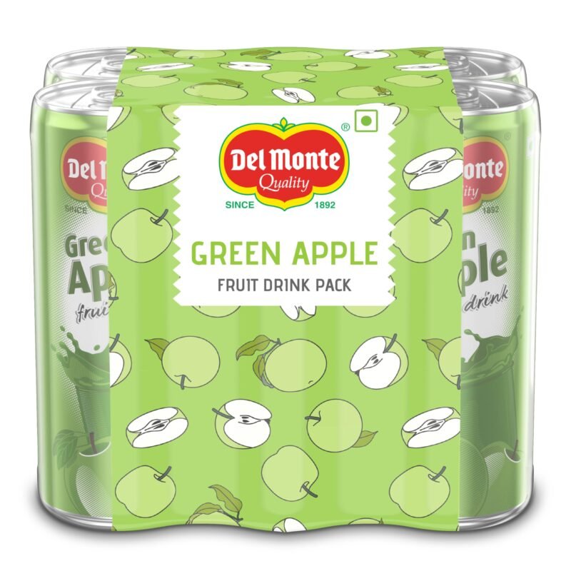 Del Monte Green Apple Fruit Drink (Pack of 6) - Crisp, Tangy & Ideal for Mocktails & Cocktails