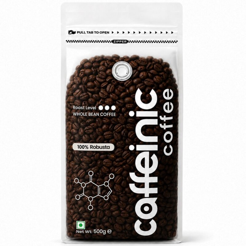 Caffeinic Specialty Coffee Beans 500g – 100% Robusta, Single Origin Whole Bean Coffee, Dark Roast, Freshly Roasted Beans for Bean to Cup, Moka Pot & Cafetiere