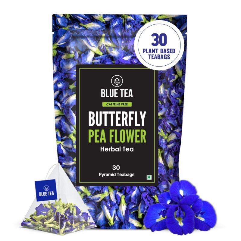 BLUE TEA - Butterfly Pea Flower Tea - 30 Tea Bags - Plant Based | SUPER ANTIOXIDANT | Aparajita - Shankhpushpi | Flower Based - Herbal Tea - Caffeine Free - Detox Tea | Zipper
