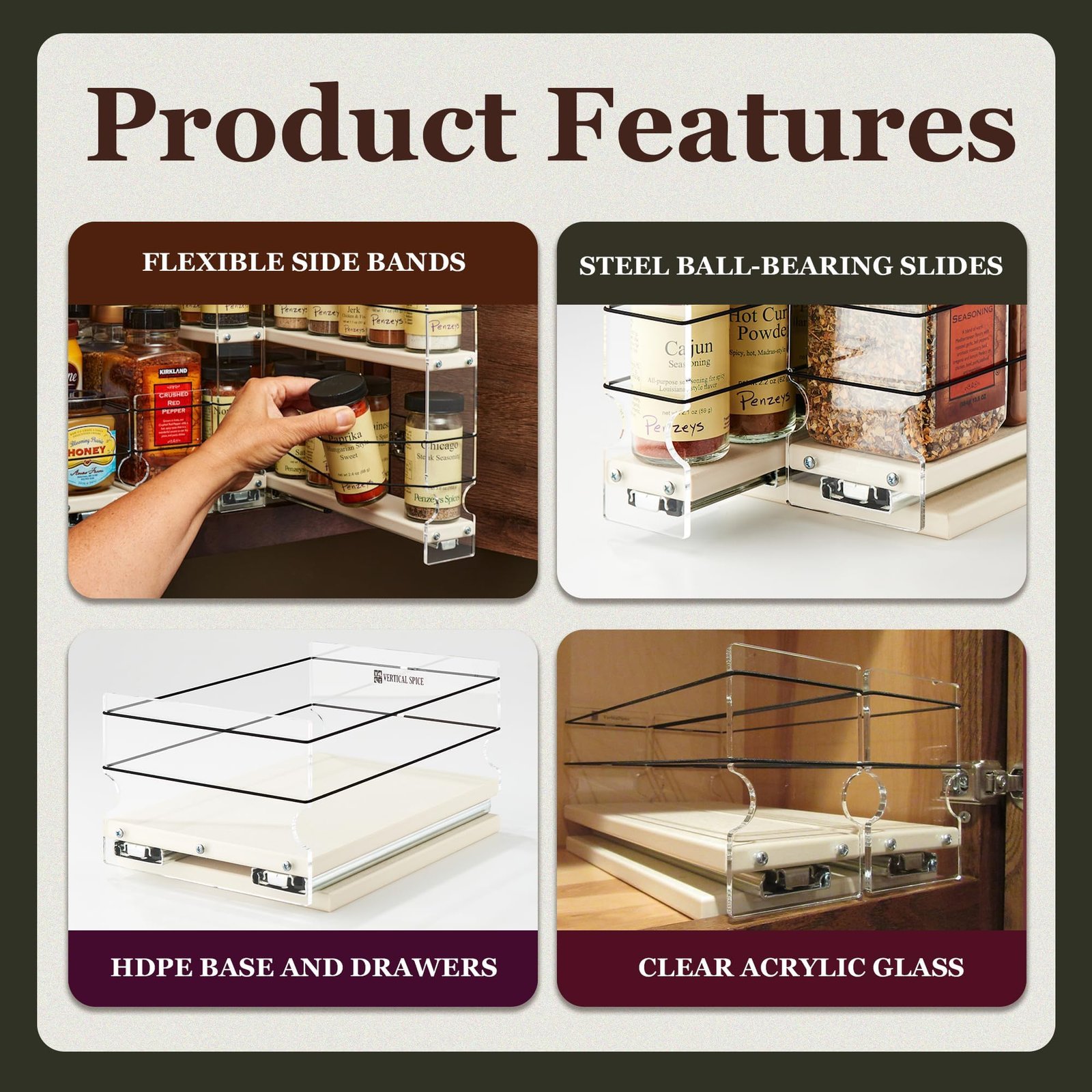 Spice Organizer - Cabinet Drawers for Large Containers - Image 4