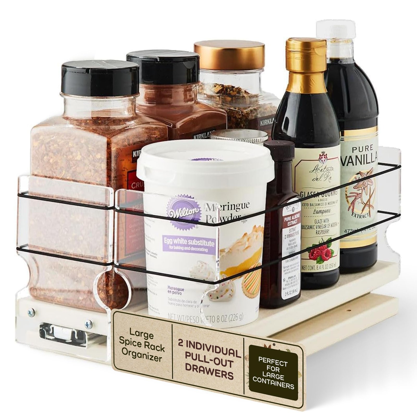 Spice Organizer - Cabinet Drawers for Large Containers
