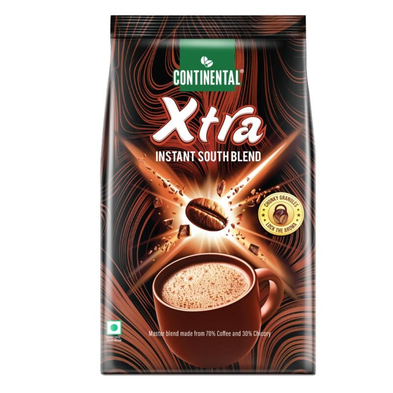 Continental Coffee Xtra Instant Coffee Powder | 200g Pouch | 70% Coffee 30% Chicory | South Blend Instant Coffee | Medium Roast | Premium Blend of Arabica & Robusta | Rich Aromatic Coffee