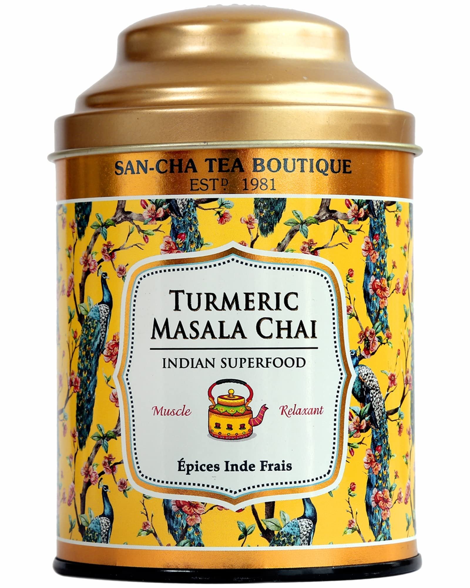 Sancha Tea Boutique Turmeric Masala Chai | Premium Spiced Black Tea with Turmeric, Ginger & Nutmeg | 100g Loose Leaf Chai Blend
