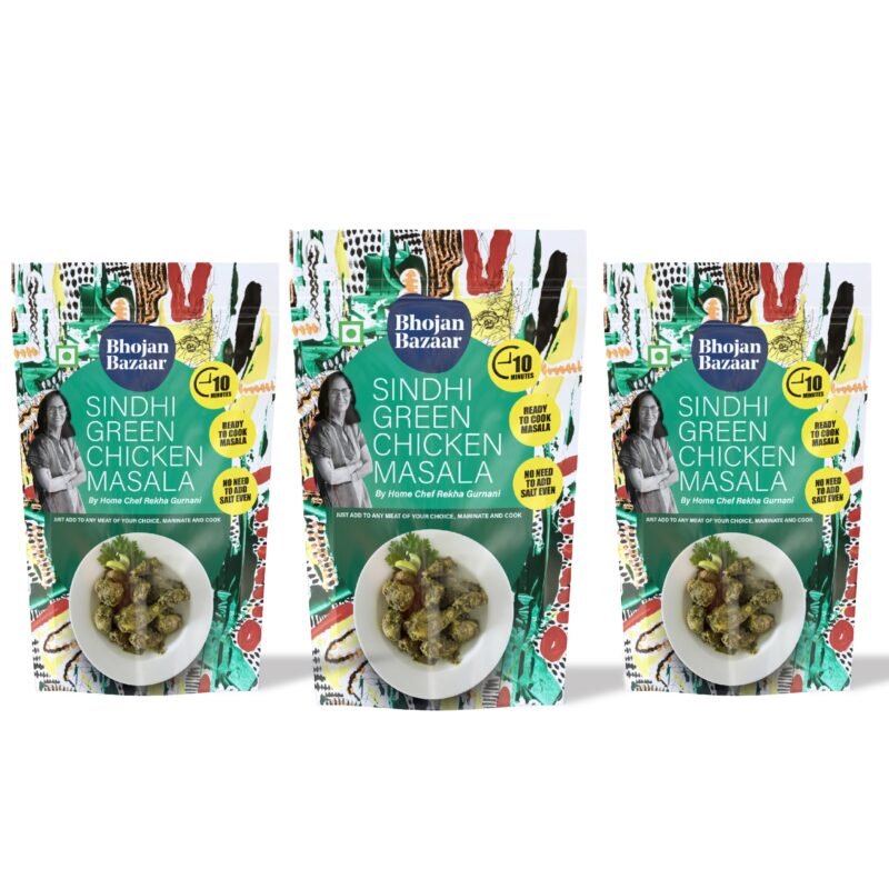 Sindhi Green Chicken Masala Powder (Pack of 3, 50g) Ready to 10 Minutes, Serves 12, Chicken Masala for Curries, Ready in Cook Indian Spice Mix, Flavourful Masala for Chicken & Fish