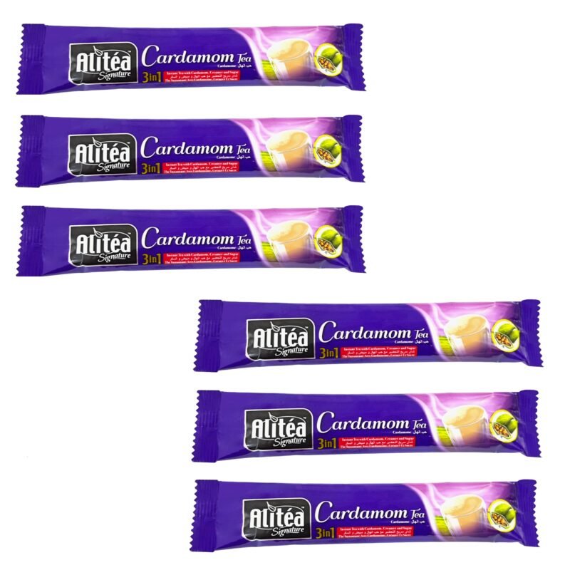 Alitea Signature Cardamom Tea Sachets (6 x 25g), Instant Chai Premix | Natural Ingredients, GMO-Free | Imported Instant Tea | 3 in 1 Tea