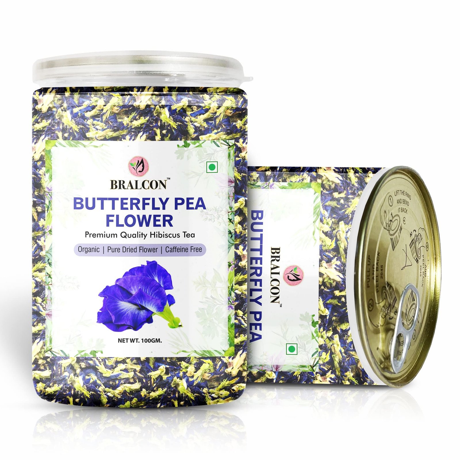 BRALCON Natural Herbal Tea Combo Pack - Hibiscus Flower Tea and Butterfly Pea Flower Tea - 200g (100g x 2 Pack) | Reduce Stress, Improve Digestion - Image 2